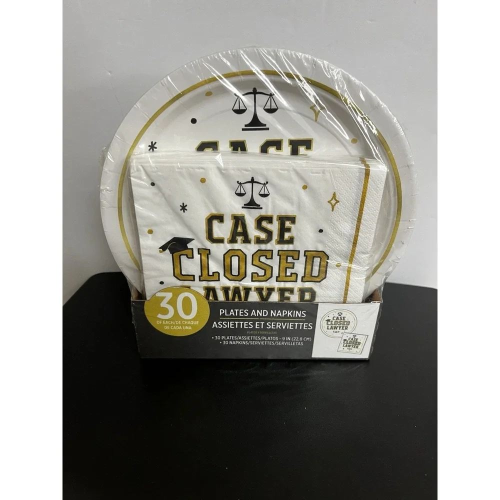 Law School Graduation Plates & Napkins Black White Set 30‎ Each NEW